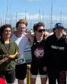 Zac Faber with friends at the marina