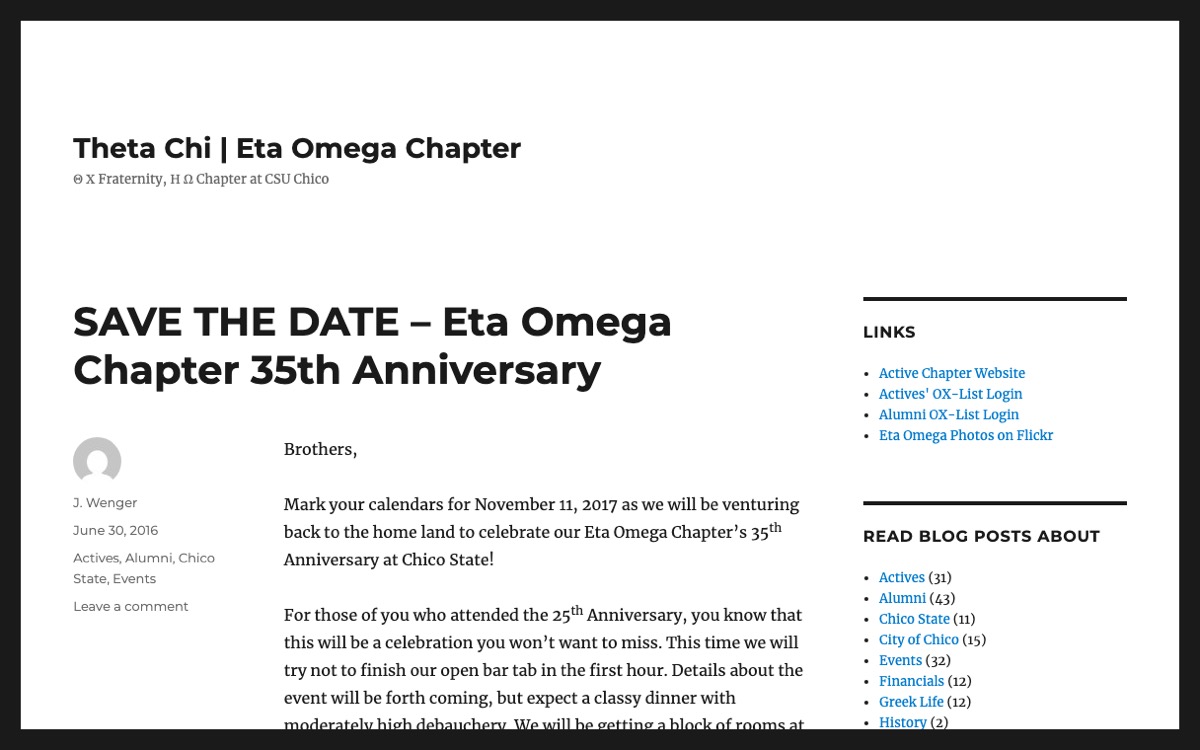 Eta Omega · Theta Chi at Chico State — before
